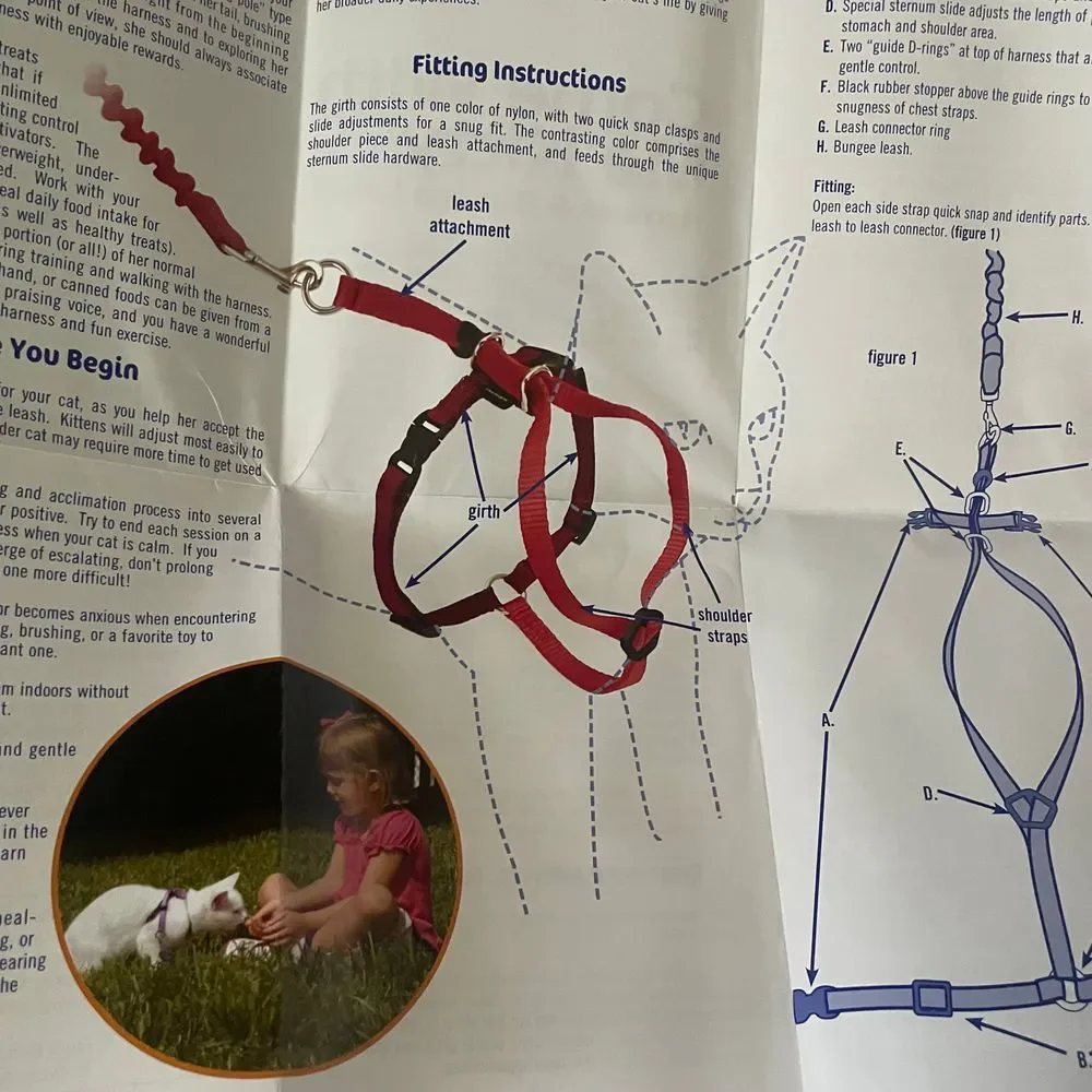 Premier Come‎ With Me Kitty Cat Harness & Bungee Leash Medium Blue Outdoor Walk